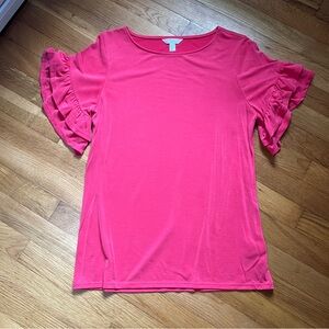 Hot Pink Ruffle Sleeve Blouse Size Small